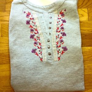 New Woman Within Embroidered Henley